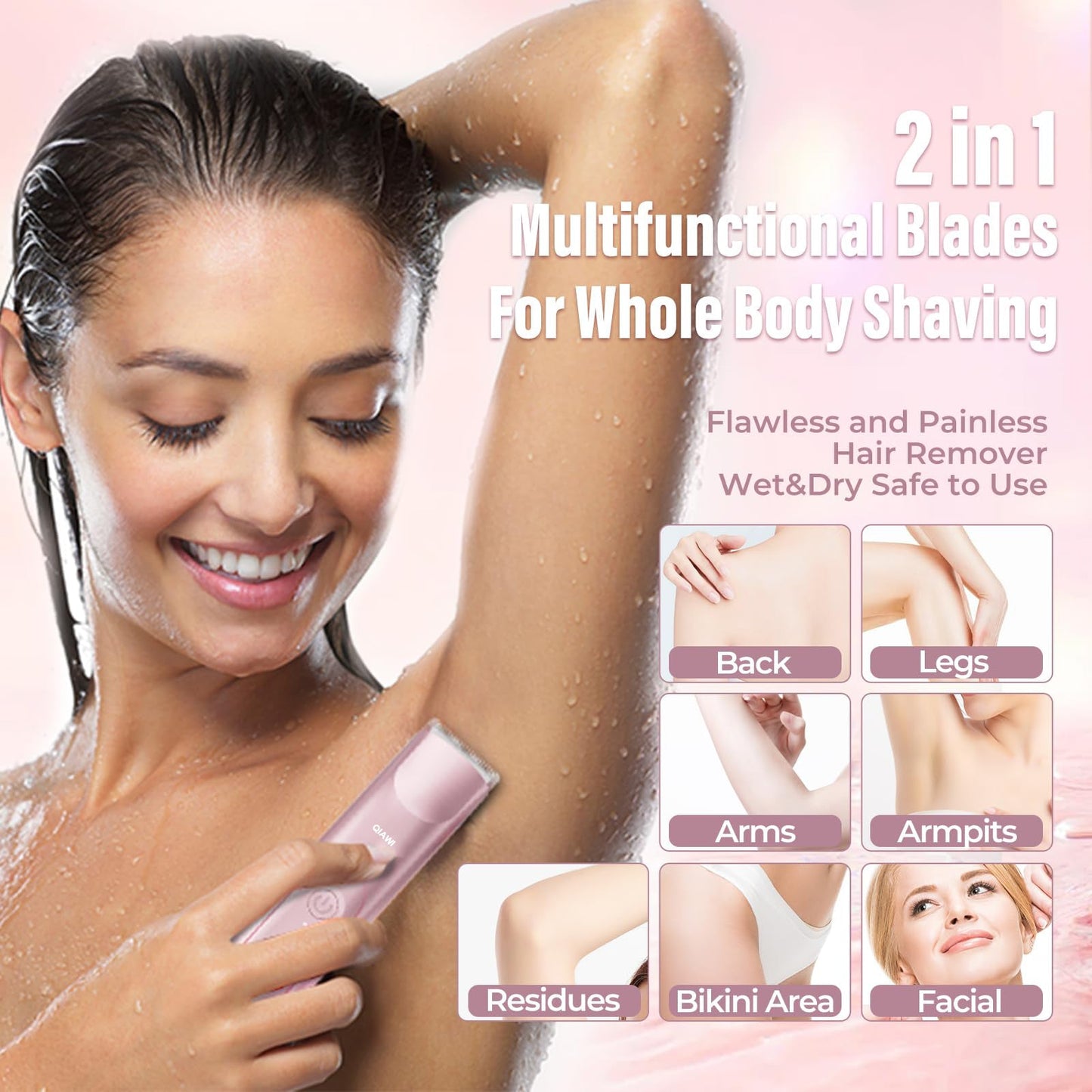 QIAWI 2-in-1 Women’s Electric Shaver – Dual Head Precision Trimmer