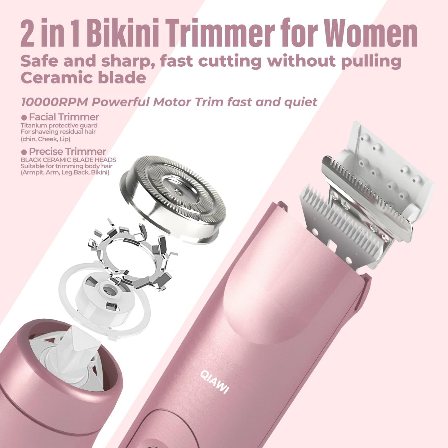 QIAWI 2-in-1 Women’s Electric Shaver – Dual Head Precision Trimmer