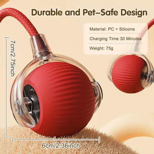 "Interactive Cat Toy Ball - Self-Moving Smart Ball with Tail, Auto-Dodge & Endless Fun! 😻⚡"