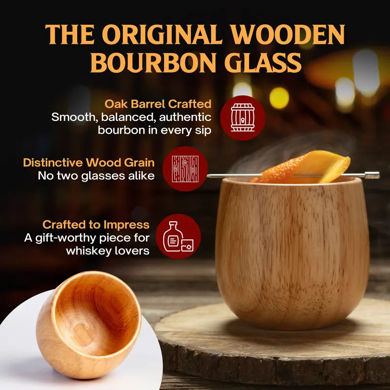Final 3 Hours: 60%OFF🍺Handmade and Charred Drinking Vessel -Original Wooden Bourbon Drinking Glass