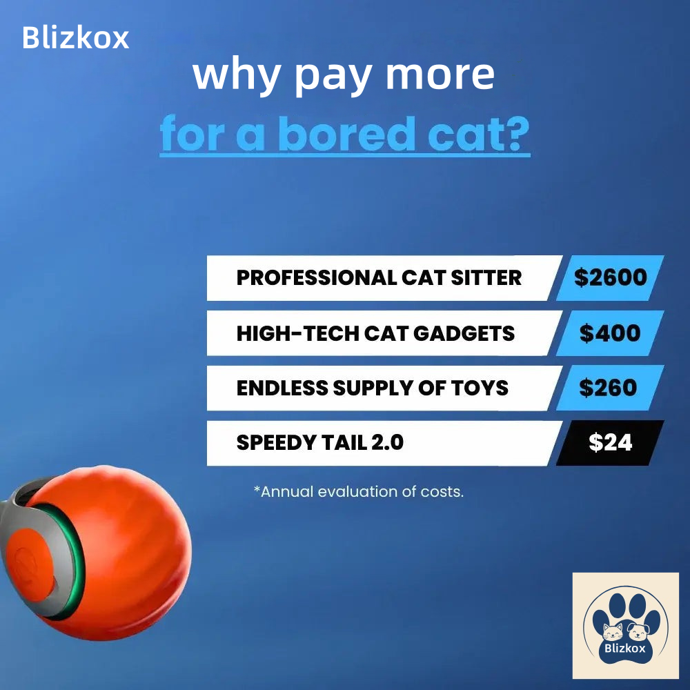 "Interactive Cat Toy Ball - Self-Moving Smart Ball with Tail, Auto-Dodge & Endless Fun! 😻⚡"