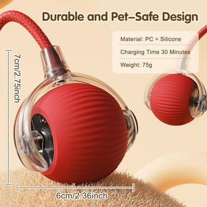 "Interactive Cat Toy Ball - Self-Moving Smart Ball with Tail, Auto-Dodge & Endless Fun! 😻⚡"